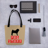 Pug Stuff Tote bag (Beige) (15x15)