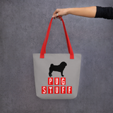 Pug Stuff Tote bag (Grey) (15x15)