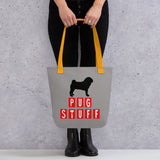 Pug Stuff Tote bag (Grey) (15x15)