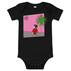 Pink Wall Palm Baby Short Sleeve One Piece