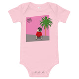 Pink Wall Palm Baby Short Sleeve One Piece