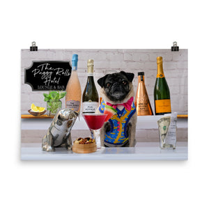 The Puggy Rolls Hotel Collection - The Puggy Rolls Lounge & Bar (36x24 Inch Print)