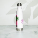 Pink Wall Palm Stainless Steel Water Bottle