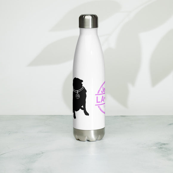 Living The Best Pug Life! Stainless Steel Water Bottle (Pink Logo)