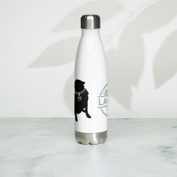 Living The Best Pug Life! Stainless Steel Water Bottle (Green Logo)