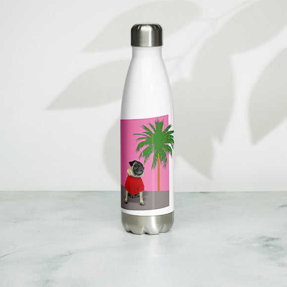 Pink Wall Palm Stainless Steel Water Bottle