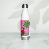 Pink Wall Palm Stainless Steel Water Bottle