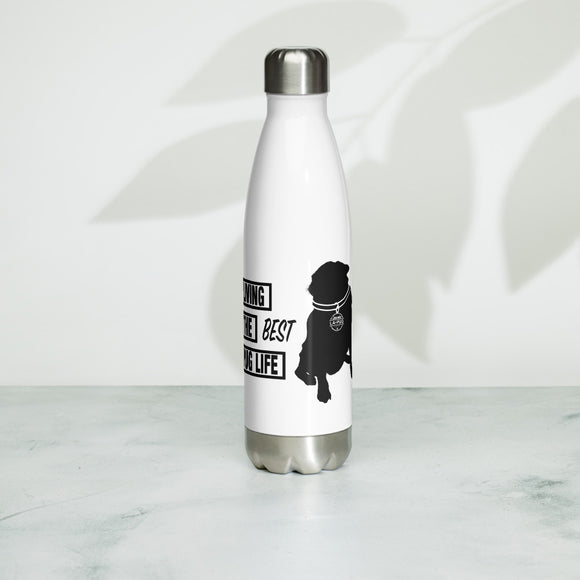 Living The Best Pug Life! Stainless Steel Water Bottle (Black Logo)