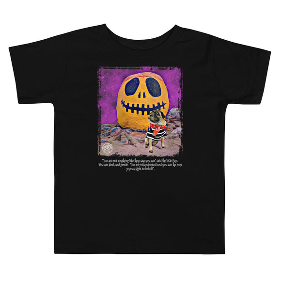 The Pug & The Pumpkin Toddler Short Sleeve Tee (Darker Colors)