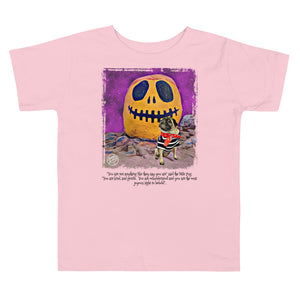 The Pug & The Pumpkin Toddler Short Sleeve Tee (White & Pink)