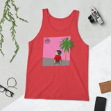 Pink Wall Palm Unisex Tank Top