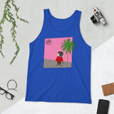 Pink Wall Palm Unisex Tank Top