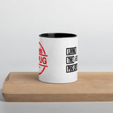 Living The Best Pug Life! Mug with Color Inside (Red Logo)