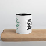 Living The Best Pug Life! Mug with Color Inside (Green Logo)