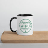 Living The Best Pug Life! Mug with Color Inside (Green Logo)
