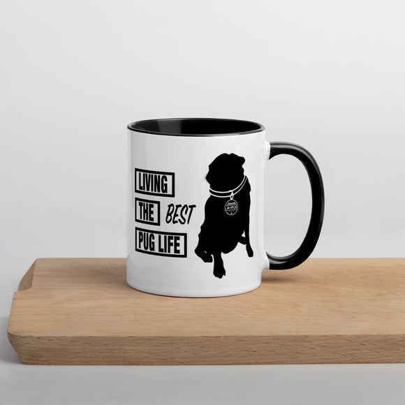 Living The Best Pug Life! Mug with Color Inside (Black Logo)
