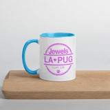 Living The Best Pug Life! Mug with Color Inside (Pink Logo)