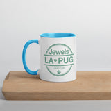 Living The Best Pug Life! Mug with Color Inside (Green Logo)