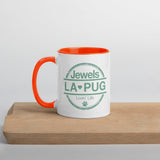 Living The Best Pug Life! Mug with Color Inside (Green Logo)