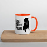 Living The Best Pug Life! Mug with Color Inside (Pink Logo)