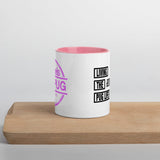 Living The Best Pug Life! Mug with Color Inside (Pink Logo)
