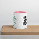 Living The Best Pug Life! Mug with Color Inside (Green Logo)