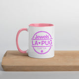 Living The Best Pug Life! Mug with Color Inside (Pink Logo)