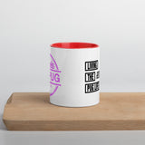 Living The Best Pug Life! Mug with Color Inside (Pink Logo)