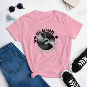 Spin Tail Records Women's Short Sleeve T-shirt (Black Record)