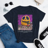 The Pug & The Pumpkin Women's Short Sleeve T-shirt (Black & Navy)