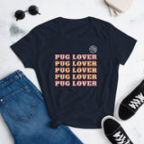 Pug Lover Women's Short Sleeve T-shirt (Black/Navy)