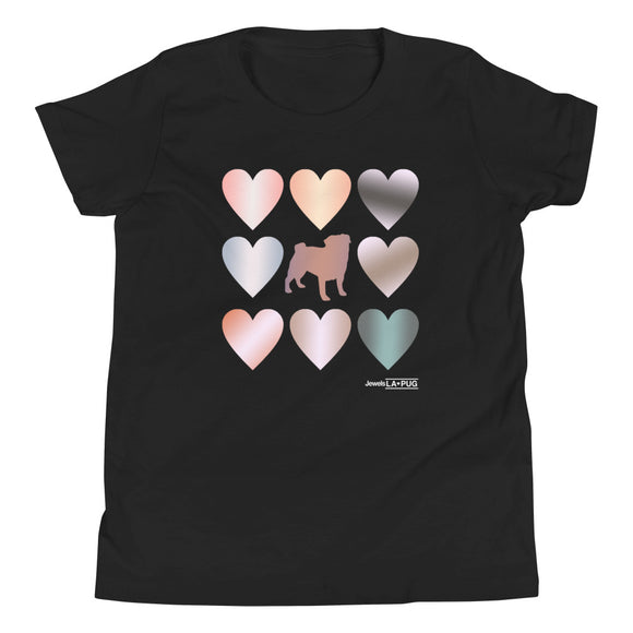 Pug Hearts Youth Short Sleeve T-Shirt